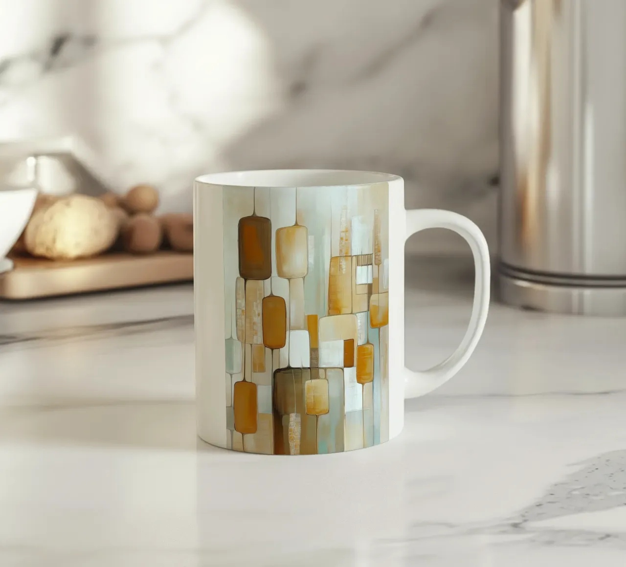 Abstrakte Boho-Formen Keramik Tasse von Imagine