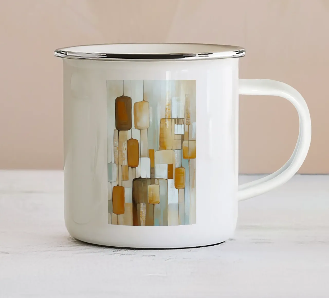 Abstrakte Boho-Formen Emaille Tasse von Imagine