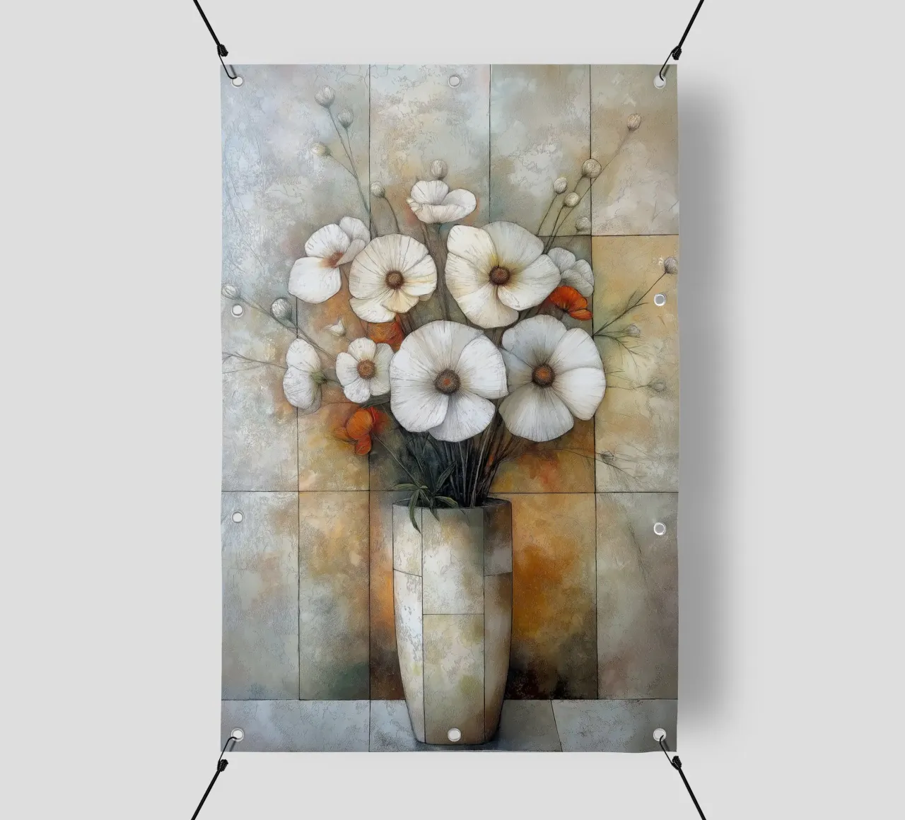 Fiori astratti in un vaso telo in pvc da Imagine