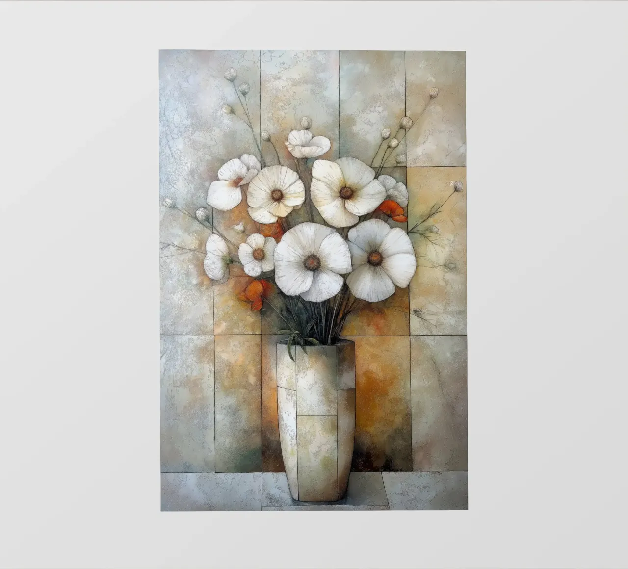 Fiori astratti in un vaso telo in pvc da Imagine