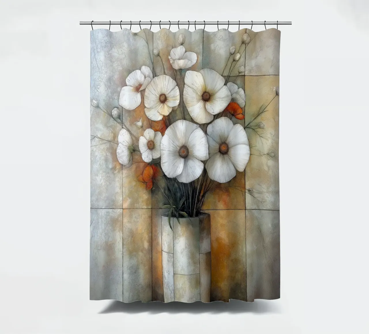 Fiori astratti in un vaso tenda da doccia da Imagine