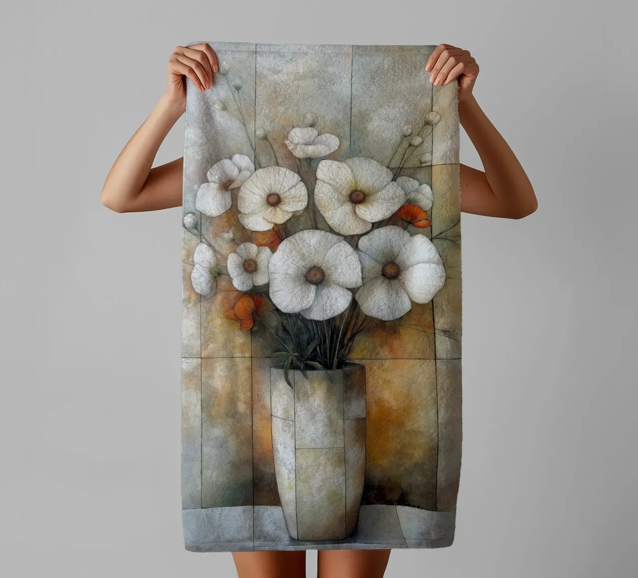Fiori astratti in un vaso asciugamano da bagno da Imagine
