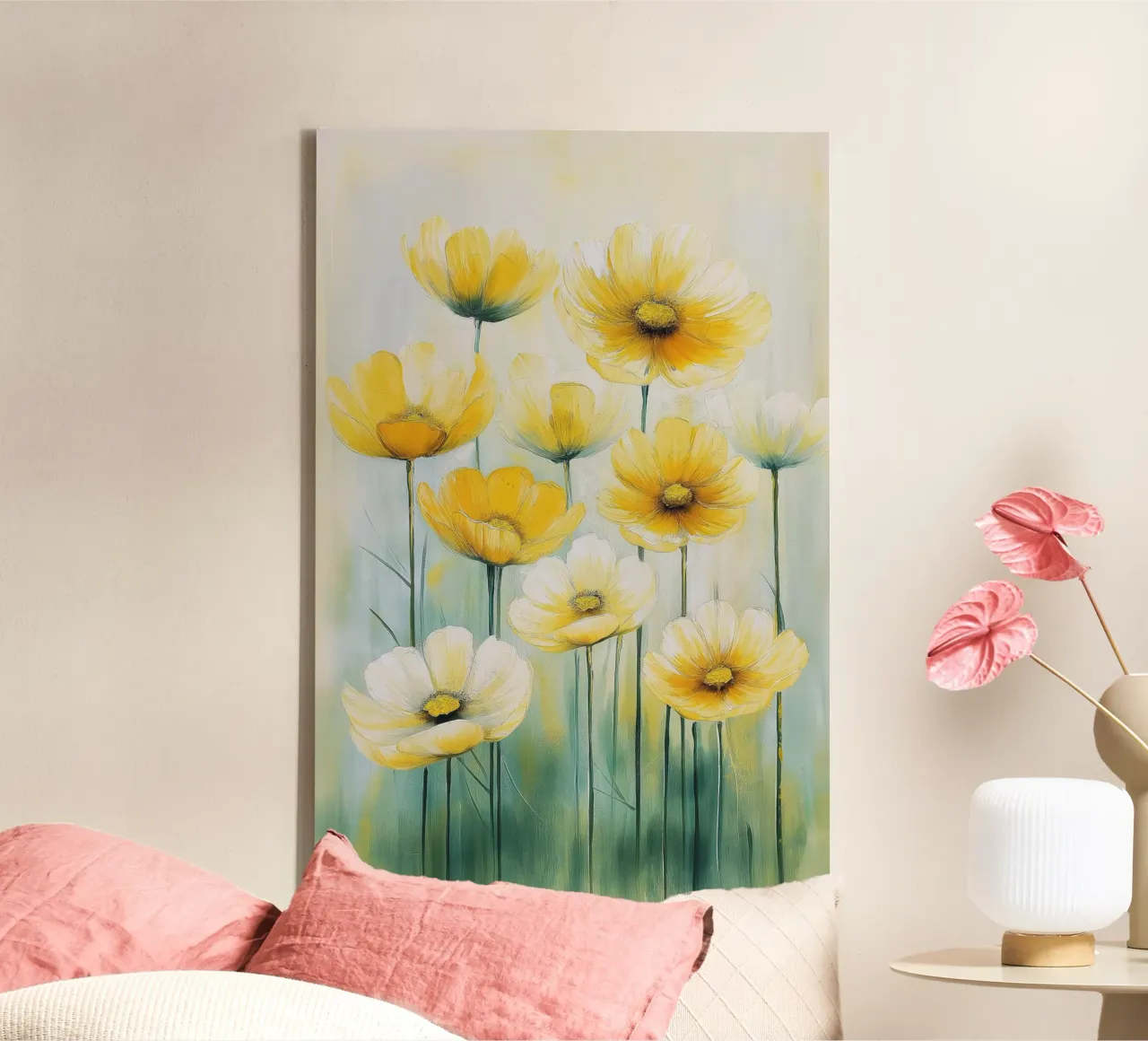 Fiori gialli tela con Cornice a cassetta da Imagine