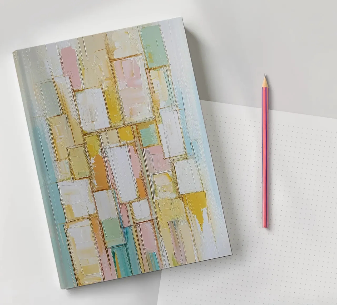 Abstract rectangles in pastel colours notebook by Imagine