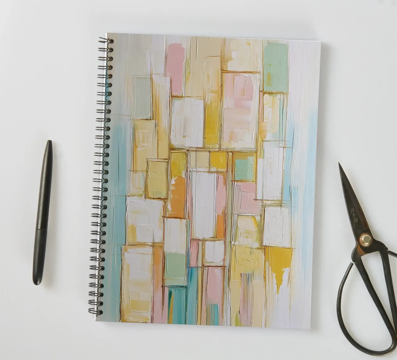 Abstract rectangles in pastel colours spiral notebook by Imagine