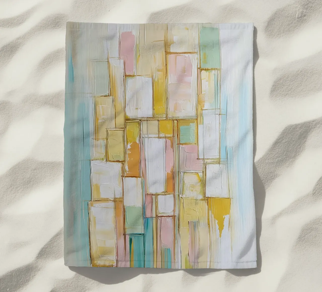 Rettangoli astratti in colori pastello telo mare da Imagine