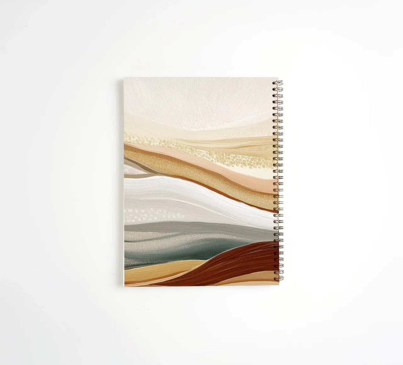 Abstract landscape in sand colours spiral notebook by Imagine