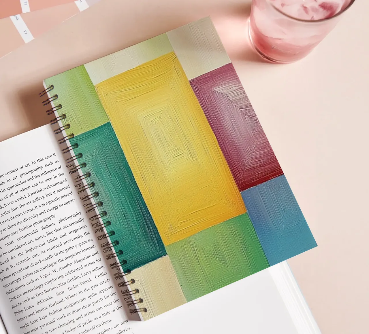 Coloured rectangle abstract spiral notebook by Imagine