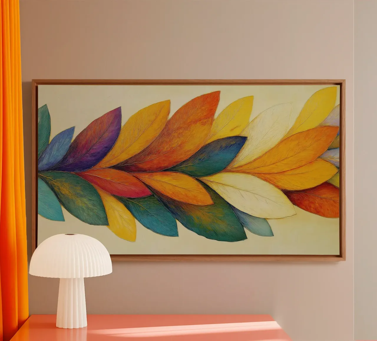 Foglia colorata tela con Cornice a cassetta da Imagine