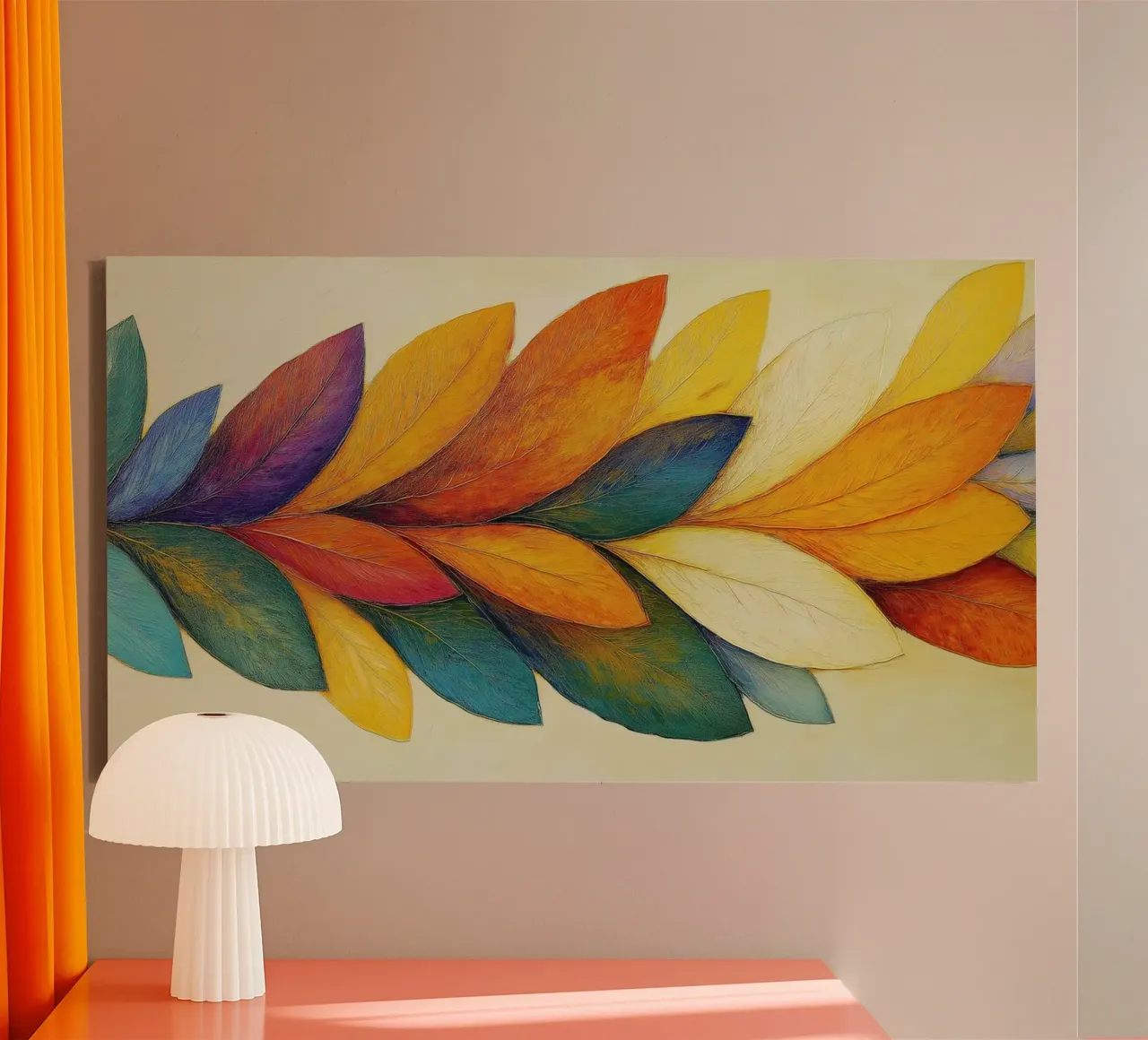 Foglia colorata tela con Cornice a cassetta da Imagine