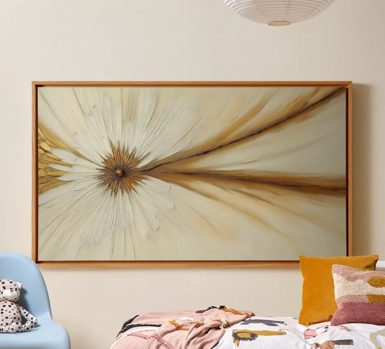 Abstract organic forms canvas with Floater frame by Imagine