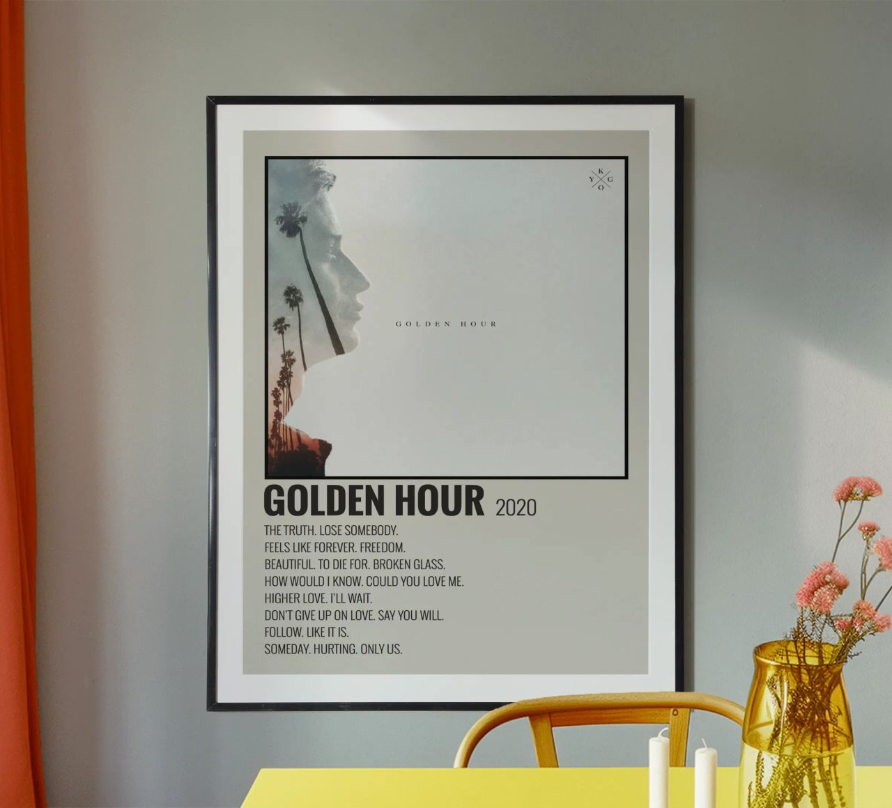 GOLDEN HOUR 2020 poster con telaio in legno da SoundStudio