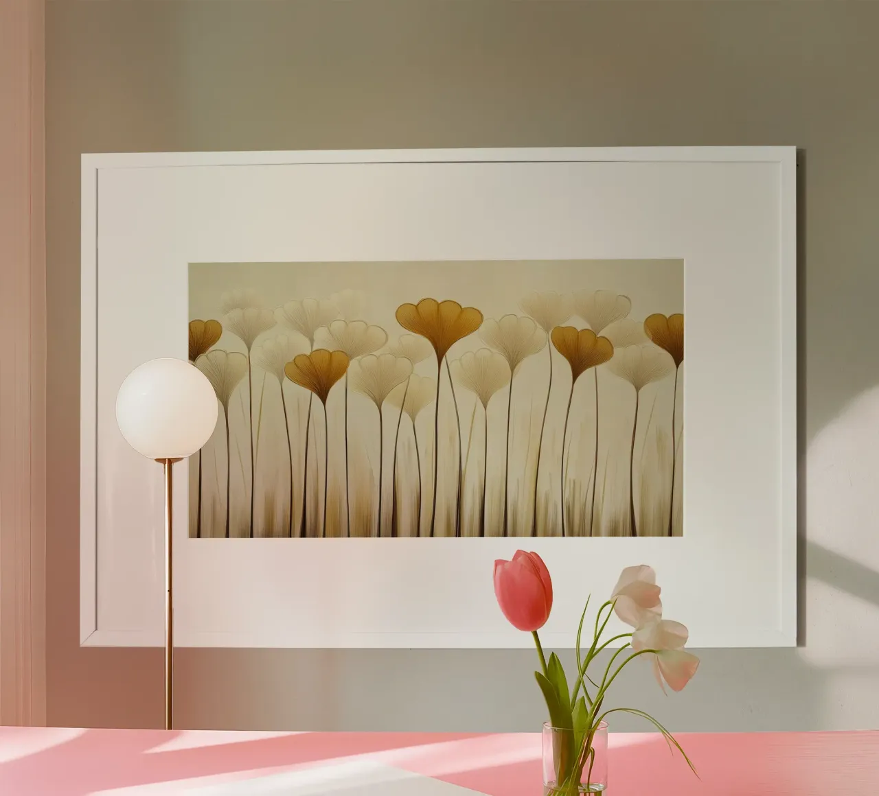 Fiori astratti e marroni poster con telaio in alluminio da Imagine