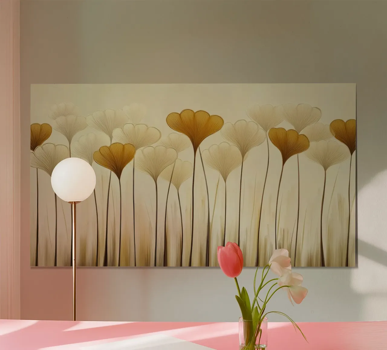 Fiori astratti e marroni poster con telaio in alluminio da Imagine