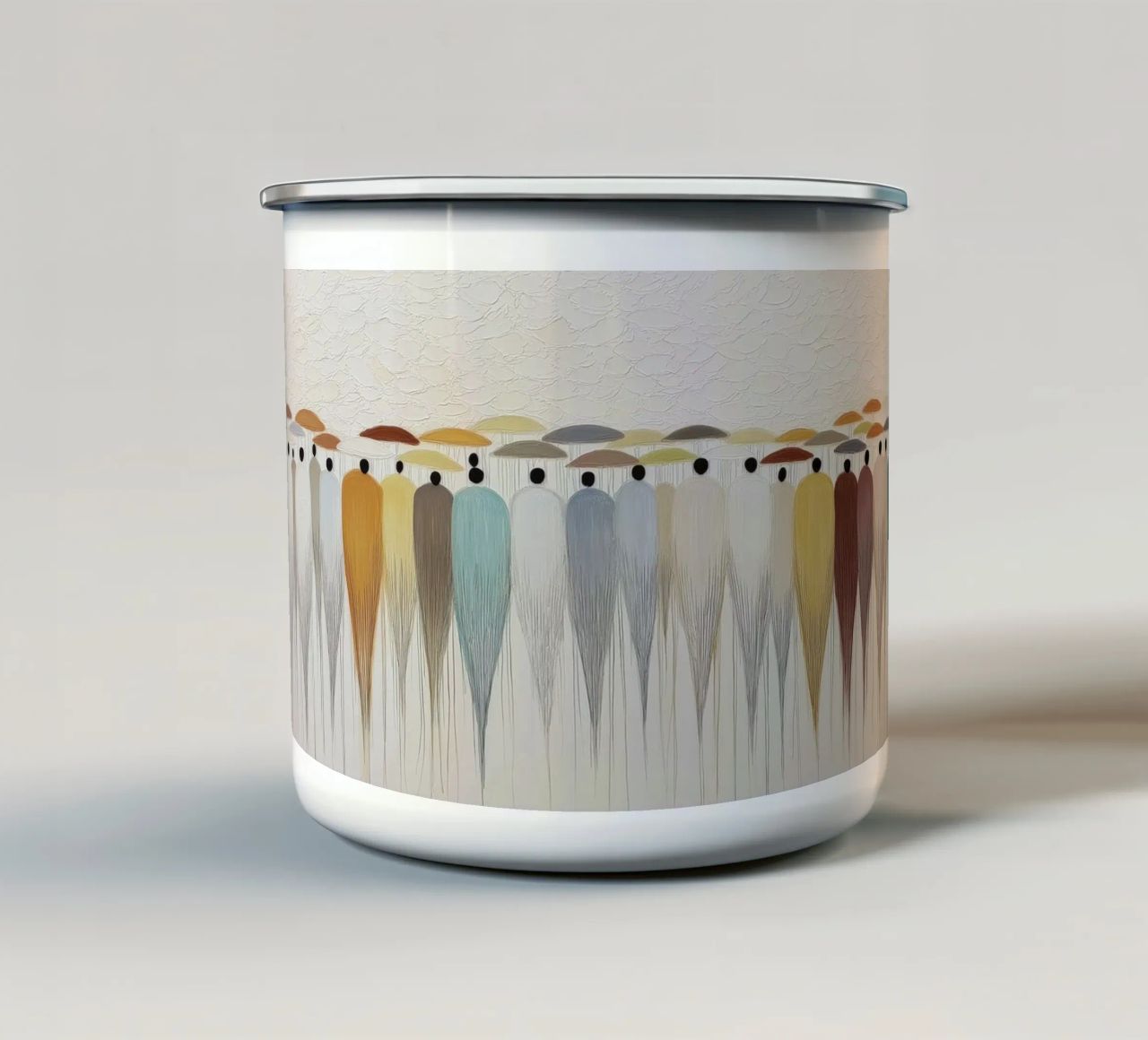 Persone astratte con un ombrello tazza in smalto da Imagine