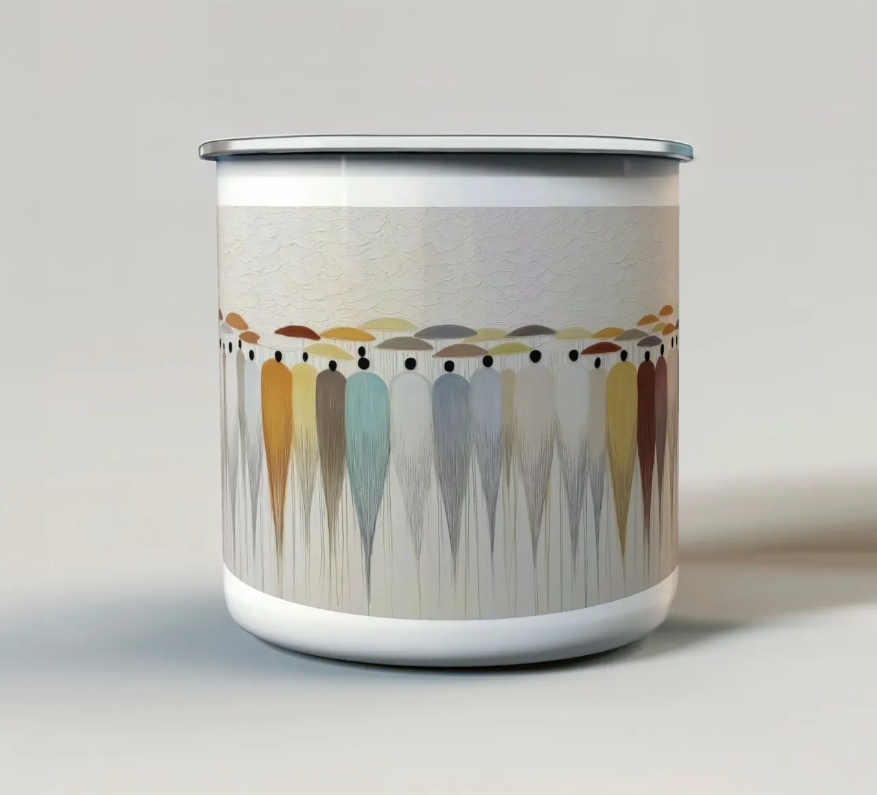 Abstract People with an umbrella enamel mug by Imagine
