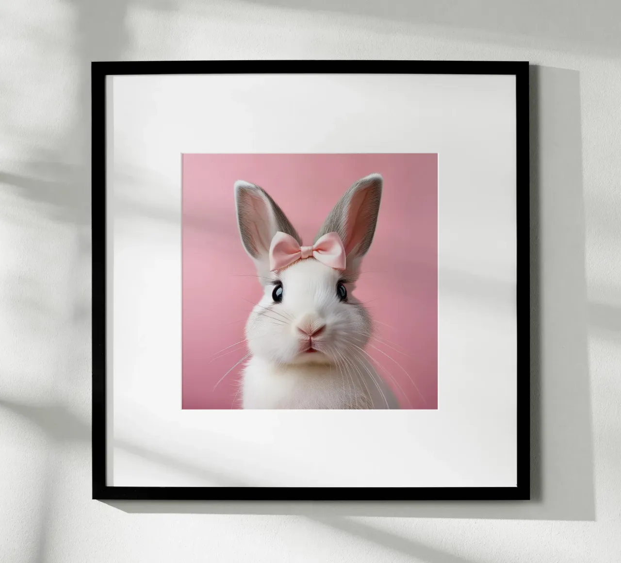 Adorabile coniglietto con fiocco rosa | Animale stravagante da parete poster da FlexiDesignsByK