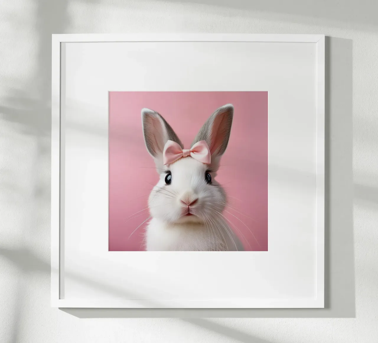 Adorabile coniglietto con fiocco rosa | Animale stravagante da parete poster da FlexiDesignsByK