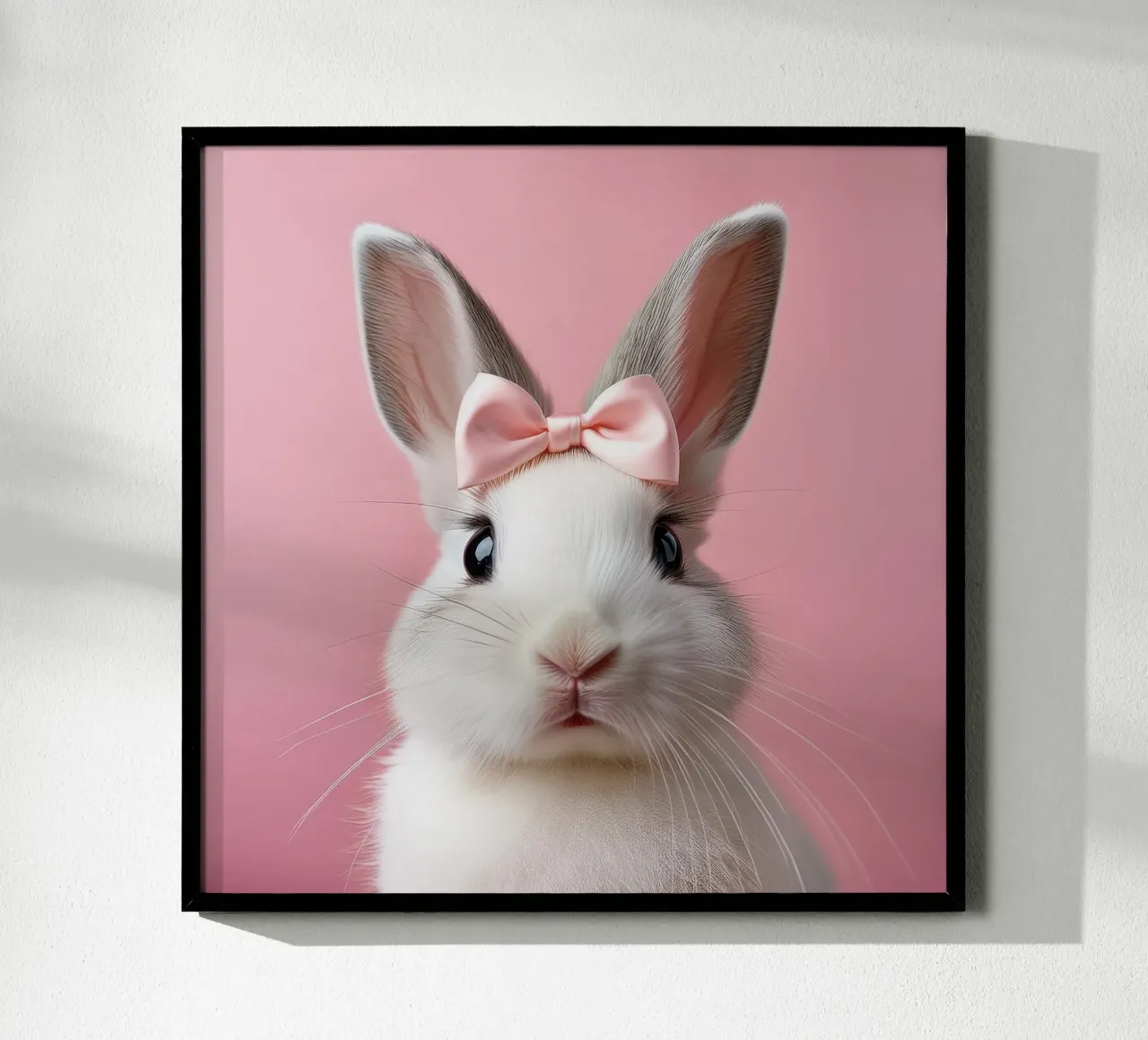 Adorabile coniglietto con fiocco rosa | Animale stravagante da parete poster da FlexiDesignsByK