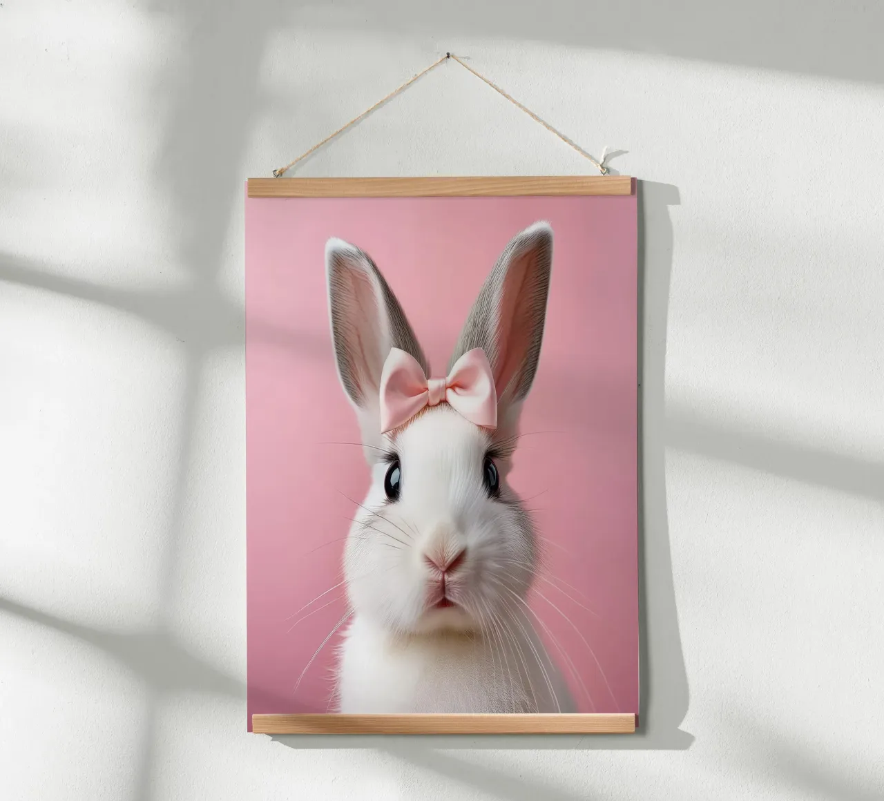 Adorabile coniglietto con fiocco rosa | Animale stravagante da parete poster da FlexiDesignsByK
