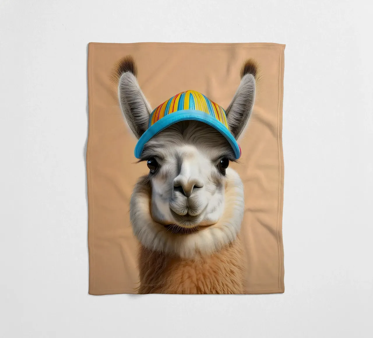 Colorful Llama in Striped Hat | Fun and Quirky Wall Art fleece blanket by FlexiDesignsByK