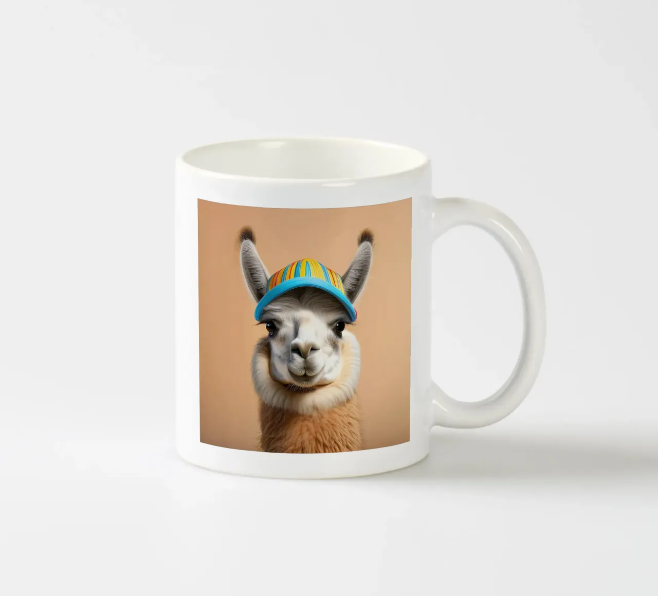 Lama colorato con cappello a righe | Arte da parete divertente e stravagante tazza in ceramica da FlexiDesignsByK