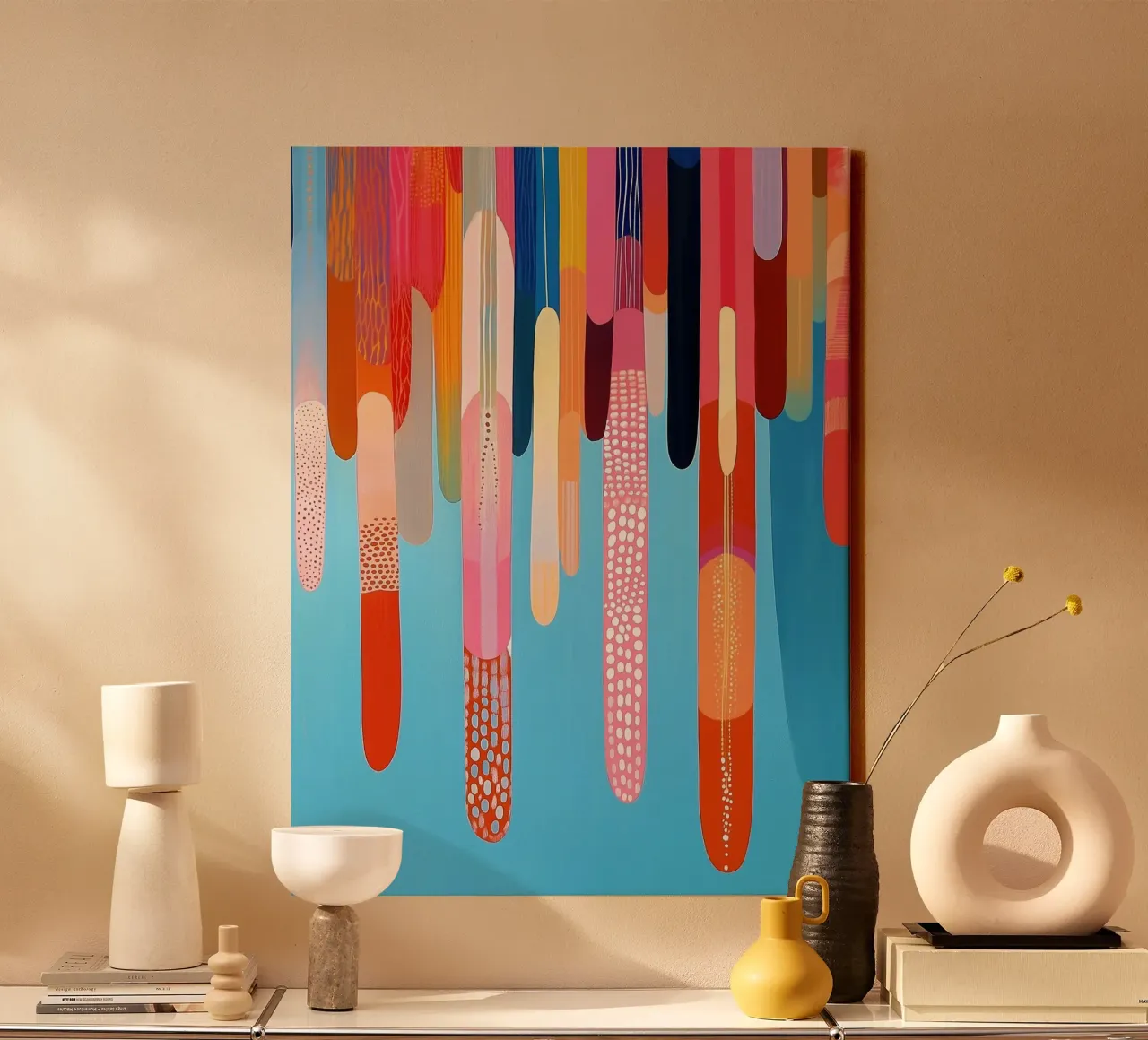 Abstract shapes in many cheerful colours canvas by Imagine