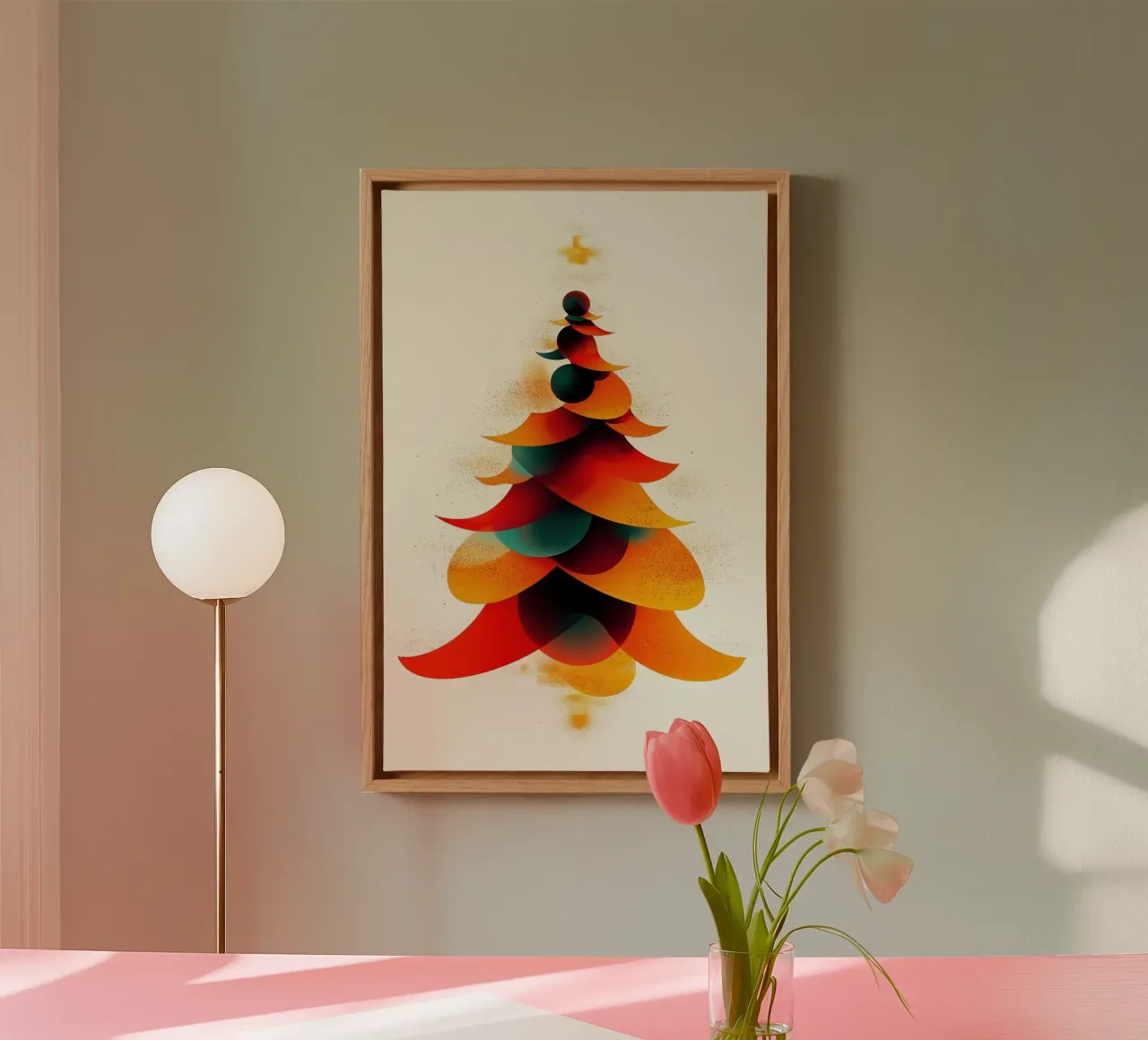 Kerstboom abstract canvas met Baklijst van Imagine
