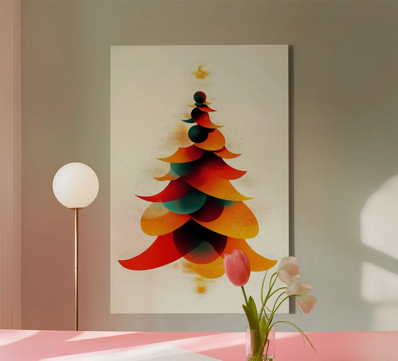 Kerstboom abstract canvas met Baklijst van Imagine