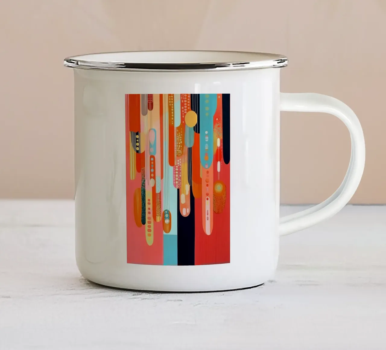 Forme astratte in colori allegri tazza in smalto da Imagine