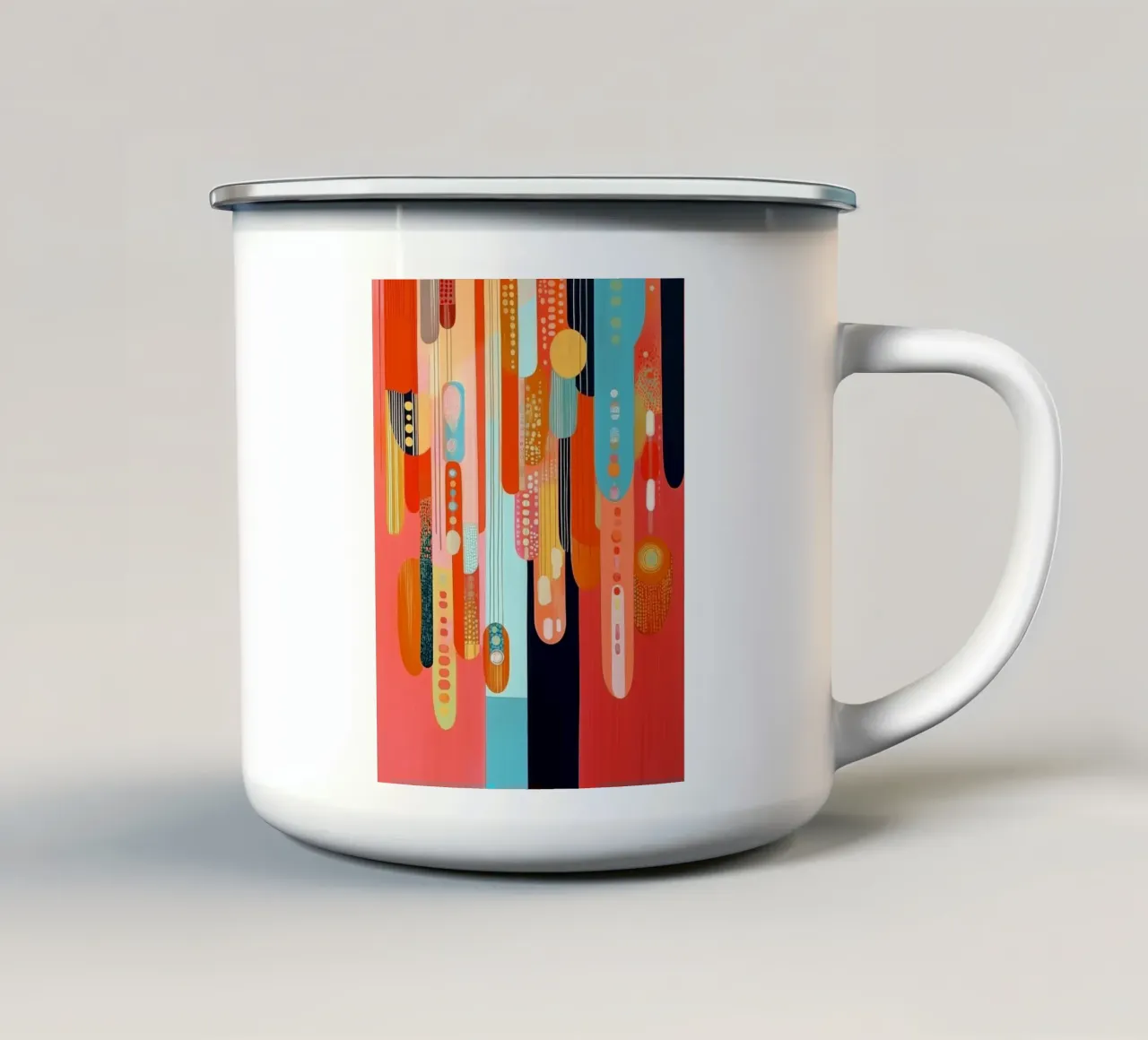 Forme astratte in colori allegri tazza in smalto da Imagine