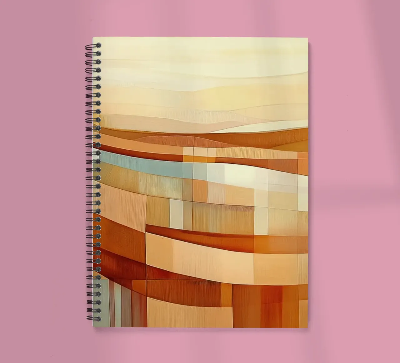 Abstract landscape in autumn colours spiral notebook by Imagine