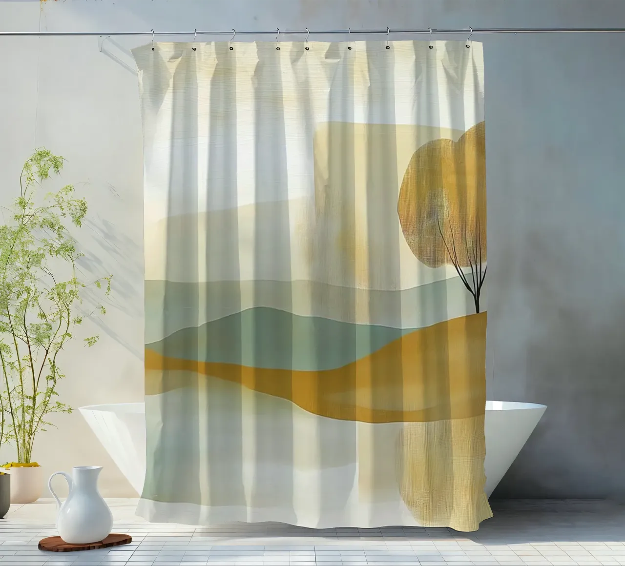 Paesaggio astratto dai colori caldi tenda da doccia da Imagine
