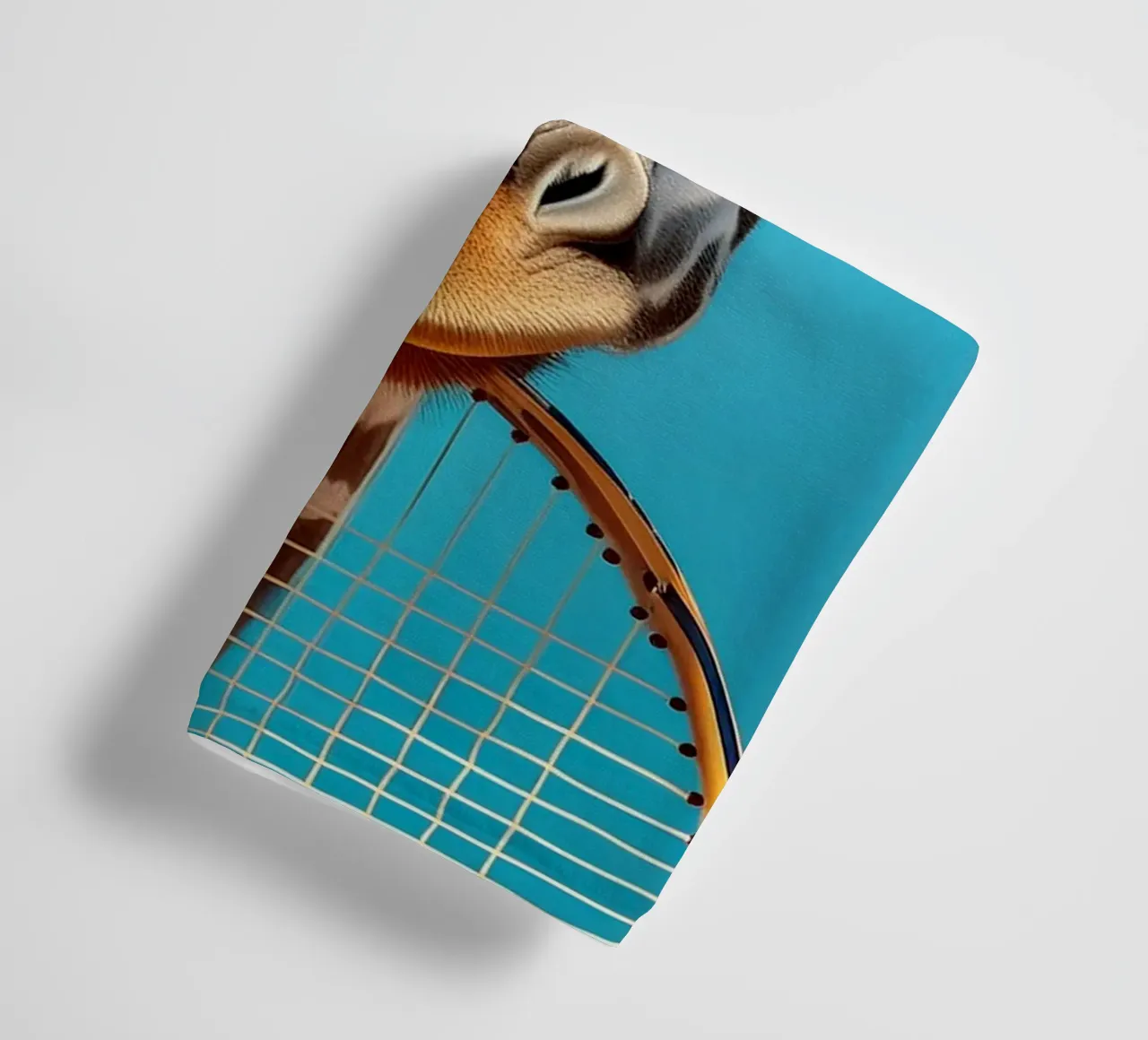 Giraffe with Tennis Racket & Cap | Fun and Quirky Wall Art towel by FlexiDesignsByK