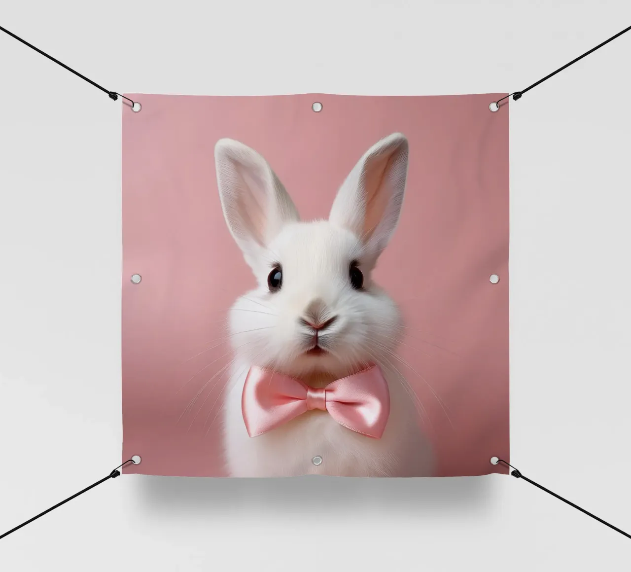 Adorable conejito con lazo rosa | Arte de pared de animales caprichosos lonas publicitarias de FlexiDesignsByK