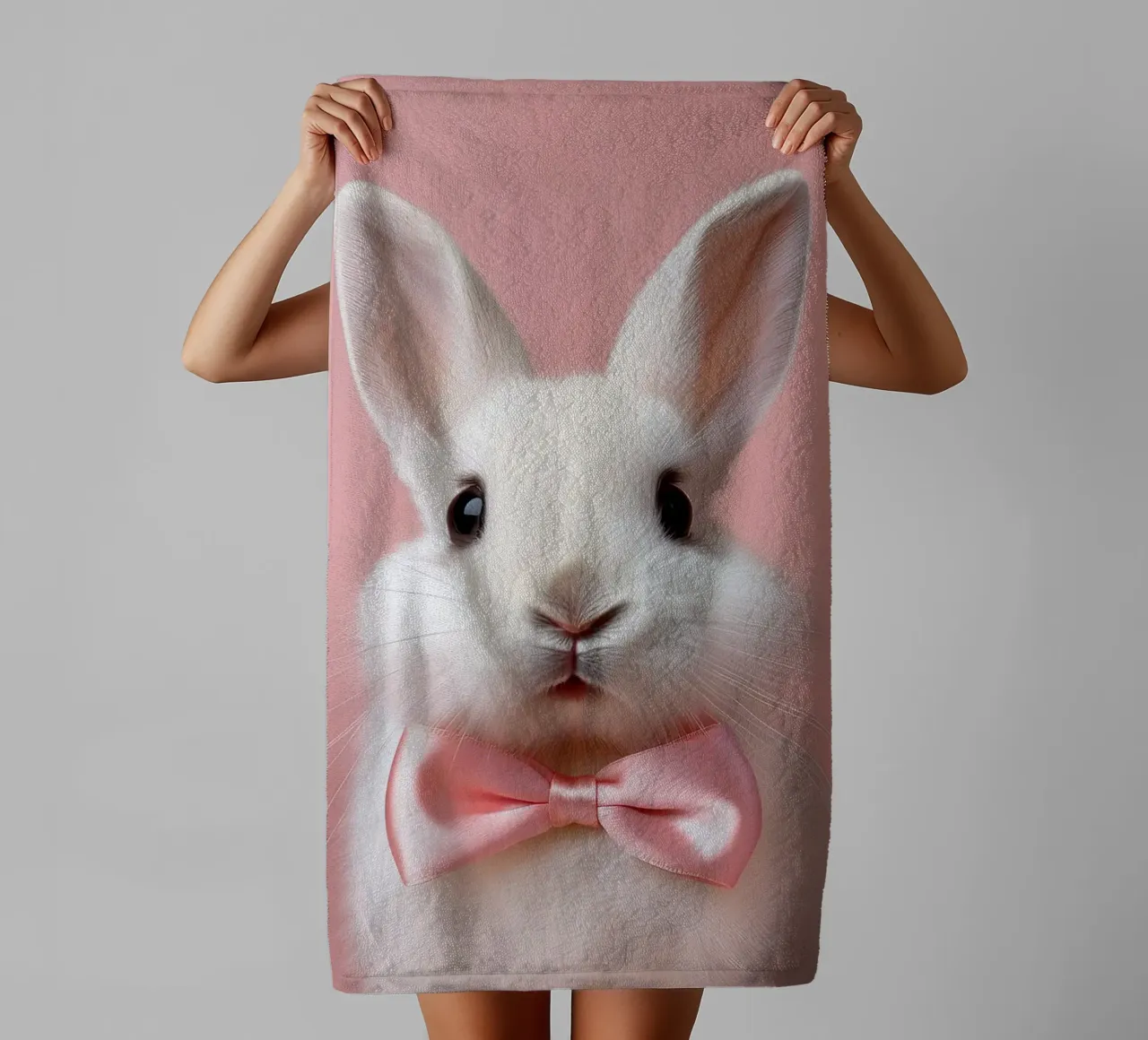 Adorabile coniglietto con fiocco rosa | Animale stravagante da parete asciugamano da bagno da FlexiDesignsByK