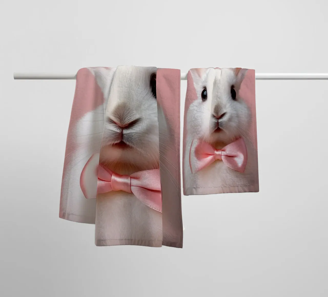 Adorabile coniglietto con fiocco rosa | Animale stravagante da parete asciugamano da bagno da FlexiDesignsByK