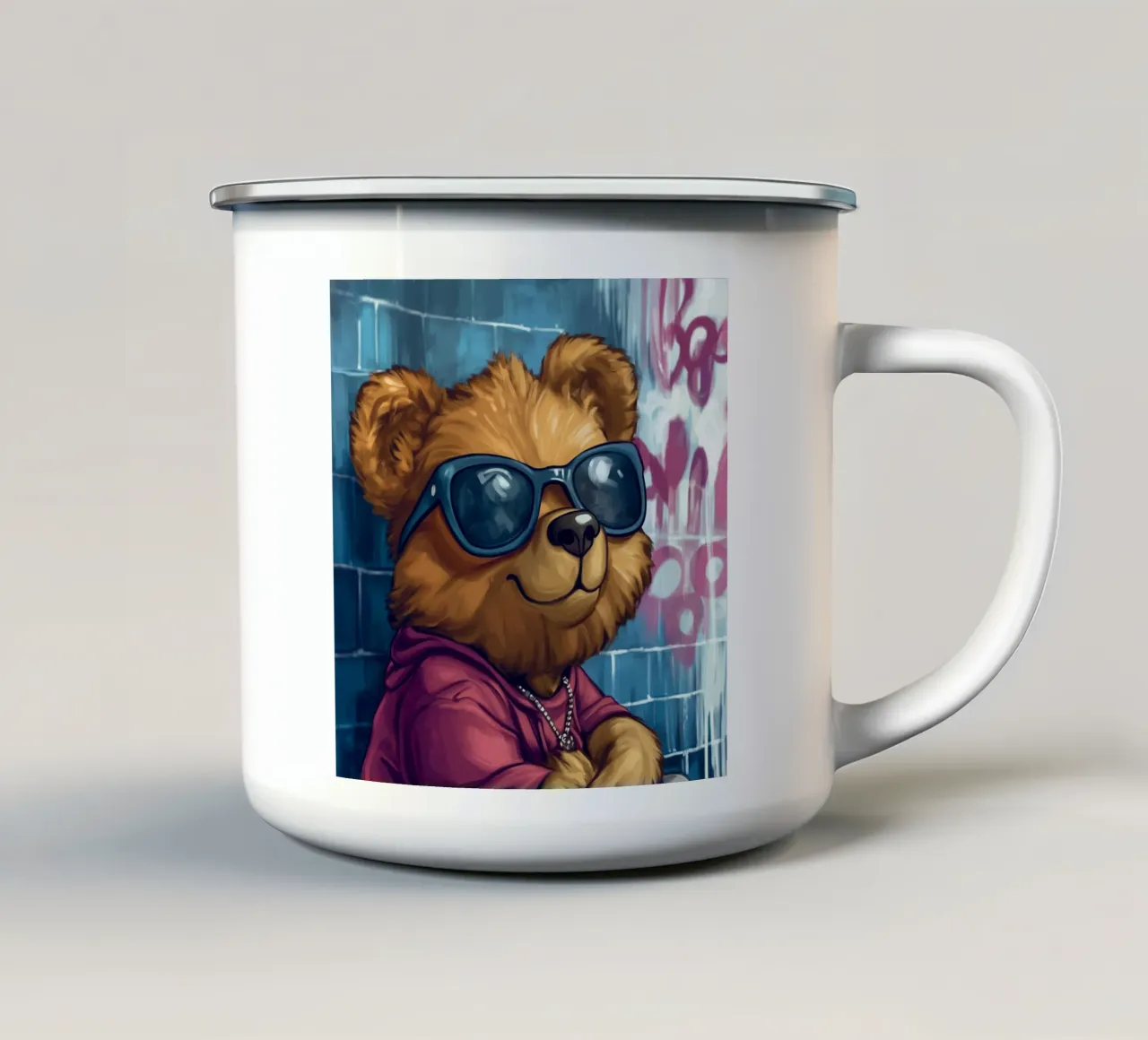 Orso rapper tazza in smalto da Motivate-Today