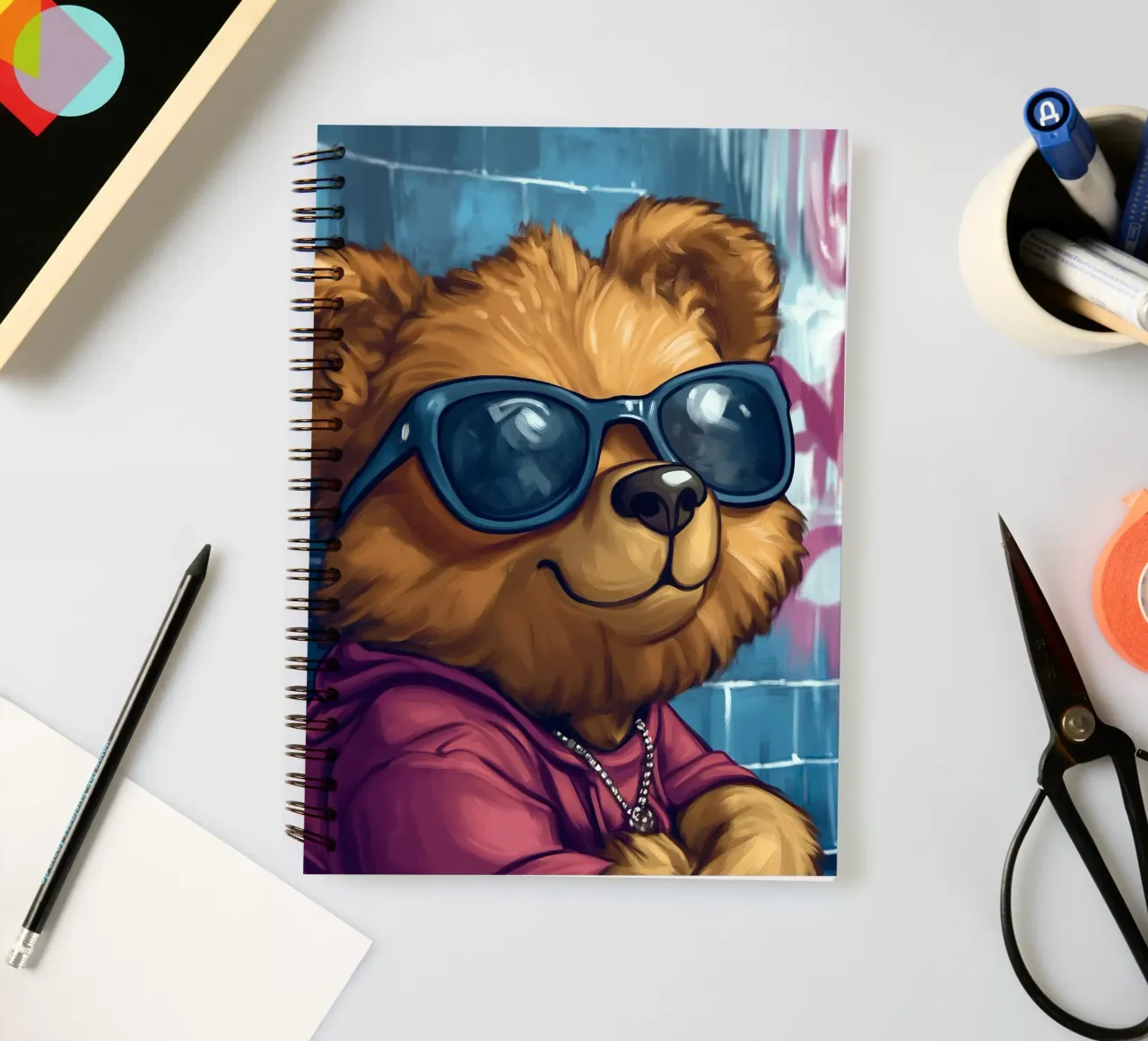 Rapper Bear spiral notebook by Motivate-Today