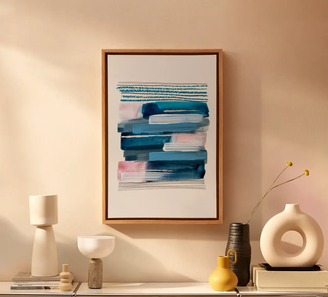 Alina Buffiere - Abstractober - Zwischen den Zeilen tela con Cornice a cassetta da The Artcircle