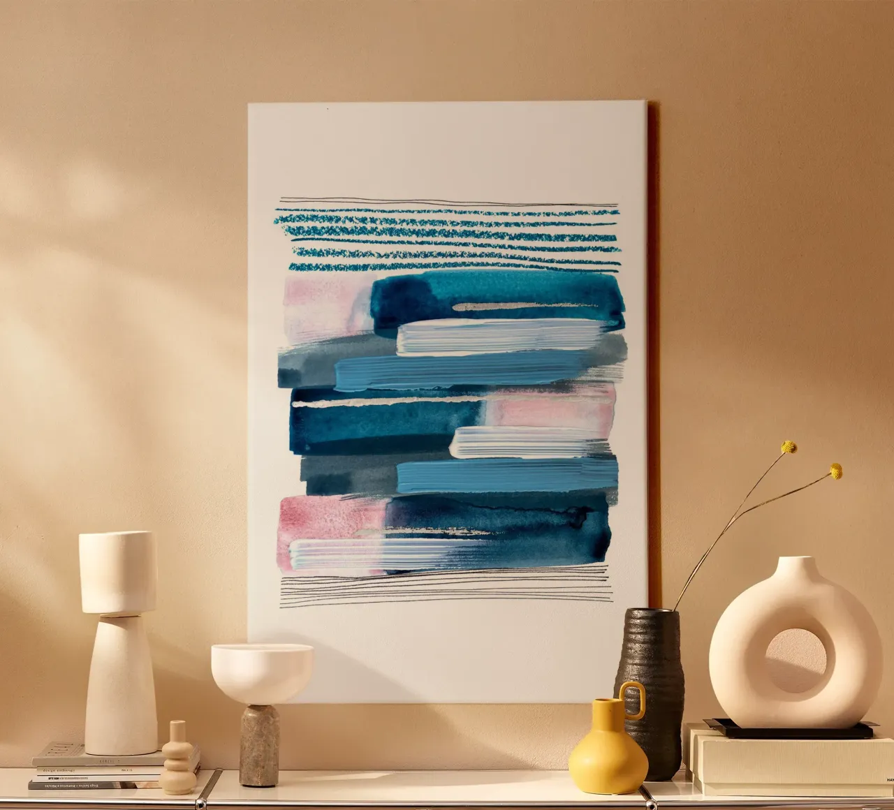 Alina Buffiere - Abstractober - Zwischen den Zeilen tela con Cornice a cassetta da The Artcircle