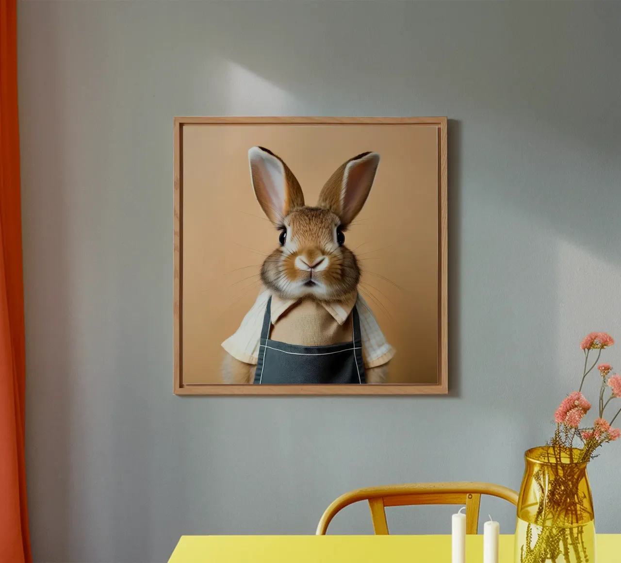 Dapper Bunny in Apron Art Print | Whimsical Animal Wall Deco placa de forex de FlexiDesignsByK
