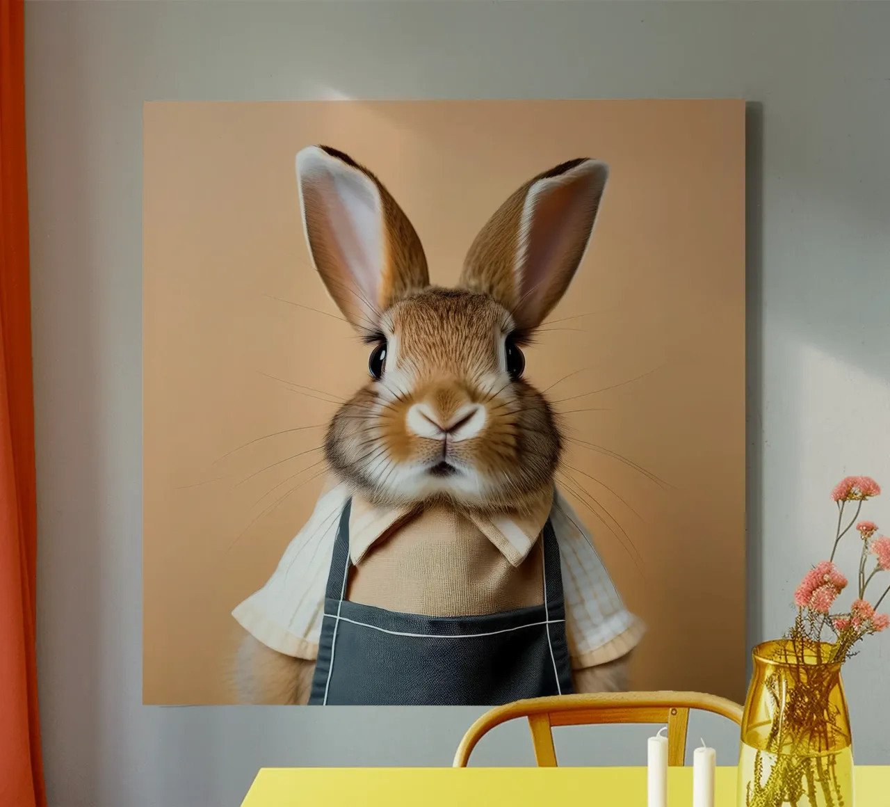 Dapper Bunny in Apron Art Print | Whimsical Animal Wall Deco lienzo de FlexiDesignsByK