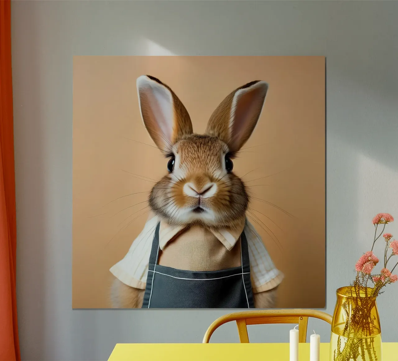 Dapper Bunny in Apron Art Print | Whimsical Animal Wall Deco hahnemühle de FlexiDesignsByK
