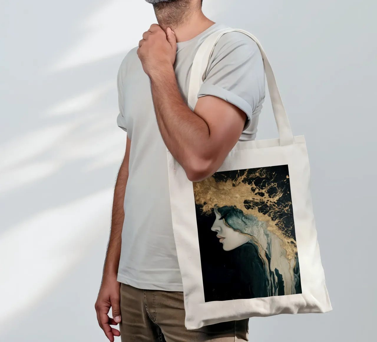 Ritratto femminile con oro borsa in juta da Imagine