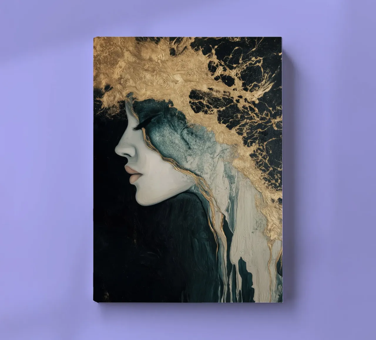 Female portrait with gold notebook by Imagine