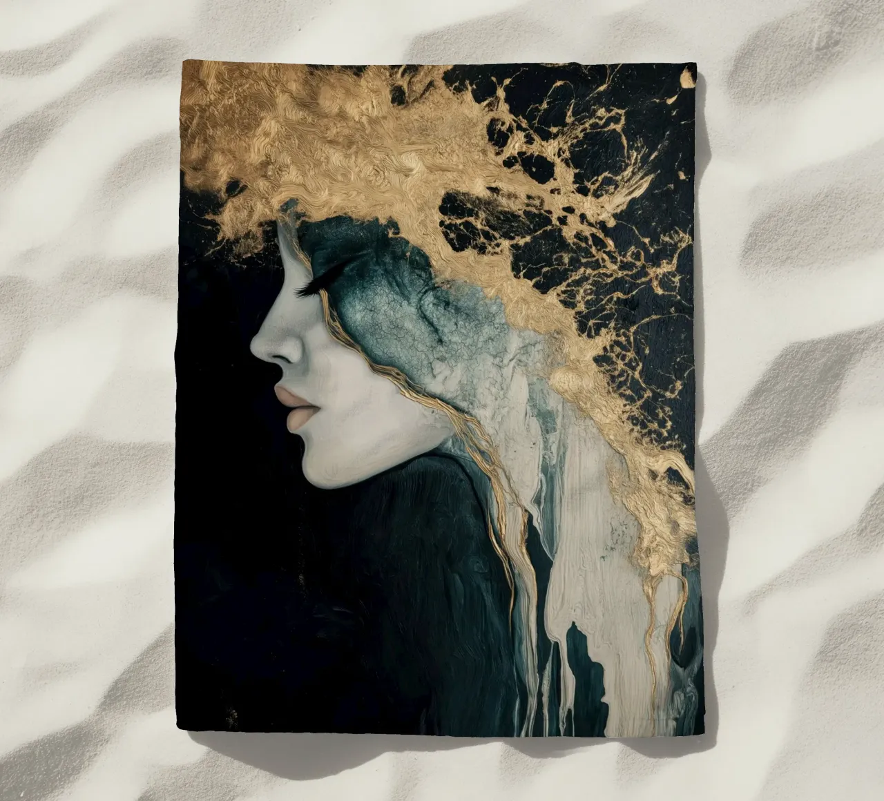 Ritratto femminile con oro telo mare da Imagine