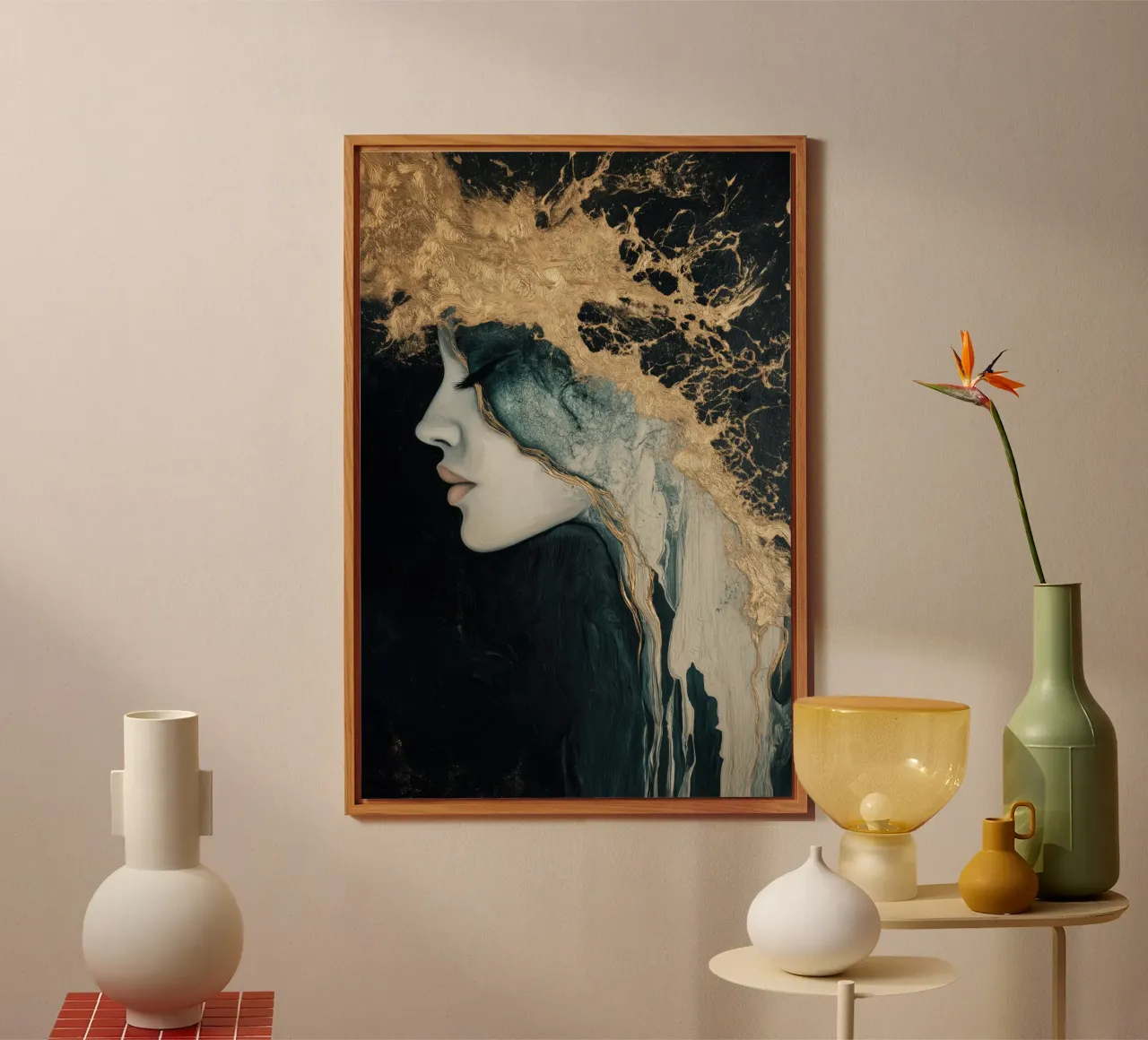 Ritratto femminile con oro alluminio dibond da Imagine