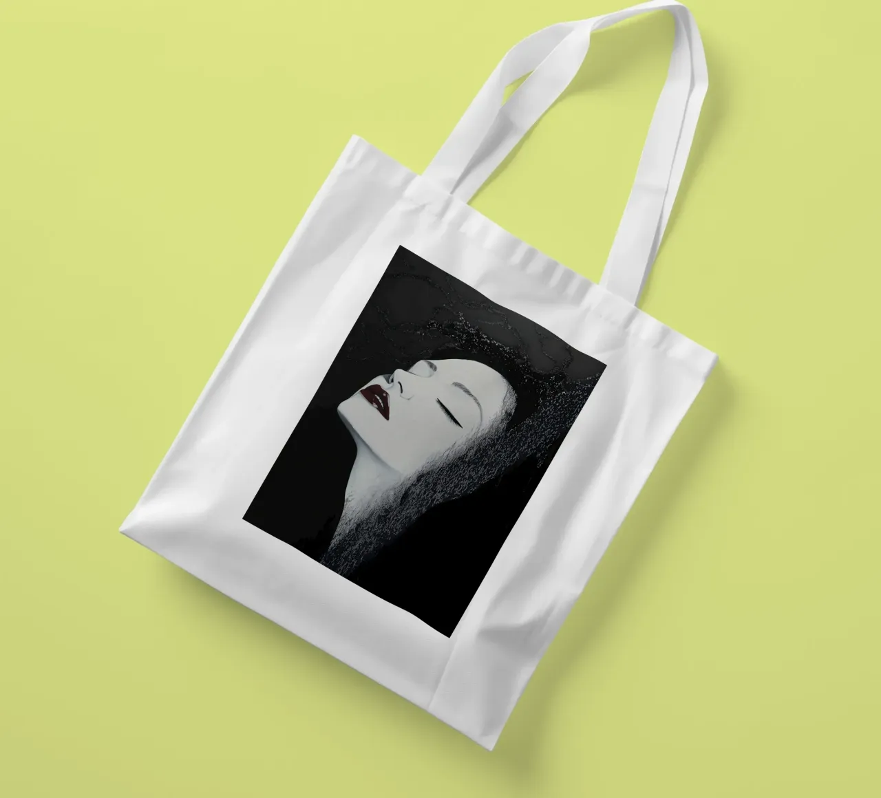 Ritratto femminile in bianco e nero borsa in juta da Imagine