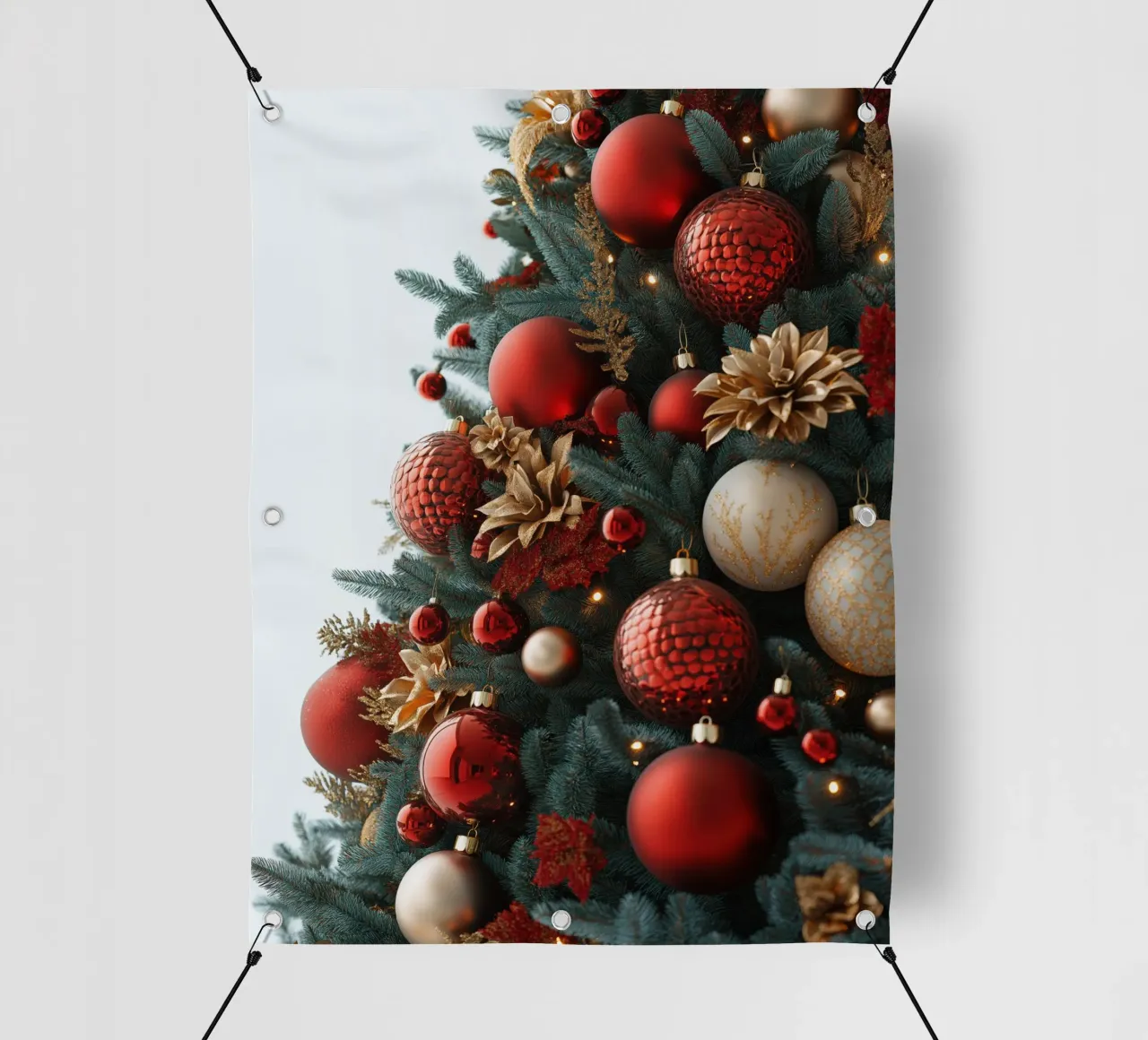 Albero di Natale con palline rosse telo in pvc da Imagine